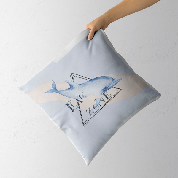 Paul Sinus Art Dekokissen Kissen Pastellfarben Eauzone Delfin Wasserfarben Motiv Kunstvoll Dekorativ Weich Schön Sonderangebot