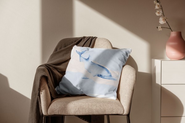 Paul Sinus Art Dekokissen Kissen Pastellfarben Eauzone Delfin Wasserfarben Motiv Kunstvoll Dekorativ Weich Schön Sonderangebot