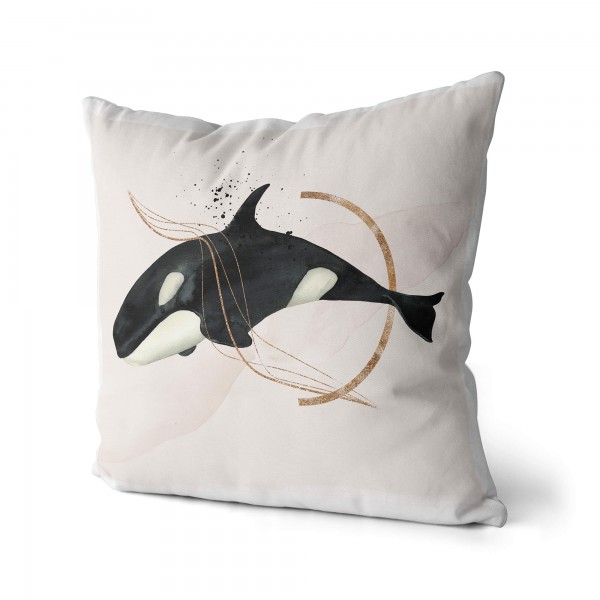Paul Sinus Art Dekokissen Kissen Pastellfarben Eauzone Killerwal Orca Wasserfarben Motiv Kunstvoll Dekorativ Weich