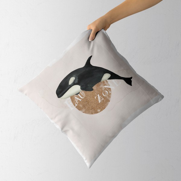 Paul Sinus Art Dekokissen Kissen Pastellfarben Eauzone Killerwal Orca Wasserfarben Motiv Kunstvoll Dekorativ Weich Großer Ausverkauf