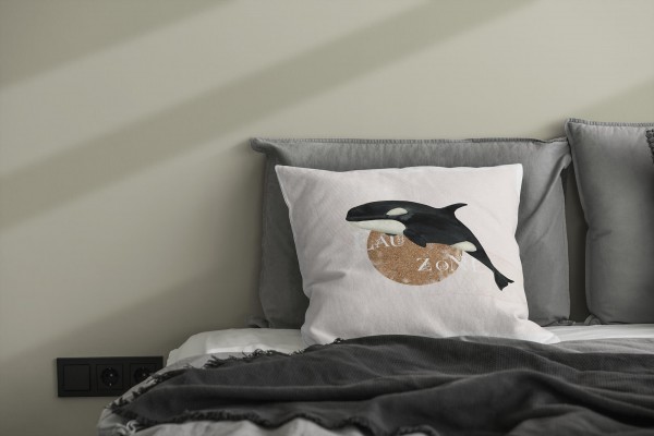 Paul Sinus Art Dekokissen Kissen Pastellfarben Eauzone Killerwal Orca Wasserfarben Motiv Kunstvoll Dekorativ Weich Großer Ausverkauf