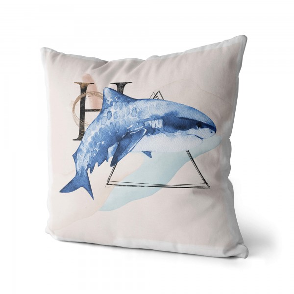 Paul Sinus Art Dekokissen Kissen Pastellfarben Eauzone Hai Wasserfarben Motiv Kunstvoll Dekorativ Weich Schön
