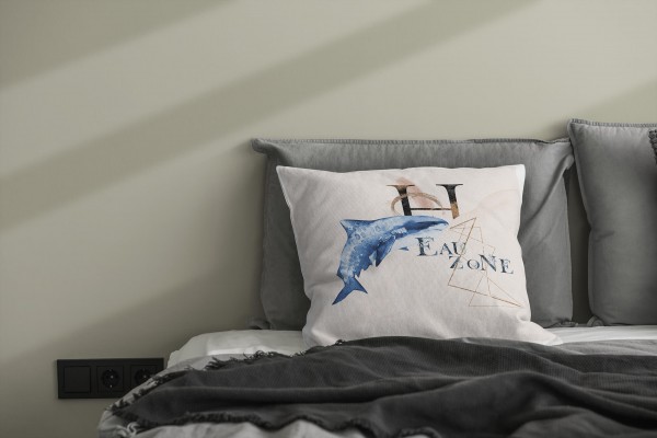 Paul Sinus Art Dekokissen Kissen Pastellfarben Eauzone Hai Wasserfarben Motiv Kunstvoll Dekorativ Weich Schön Exklusivangebot