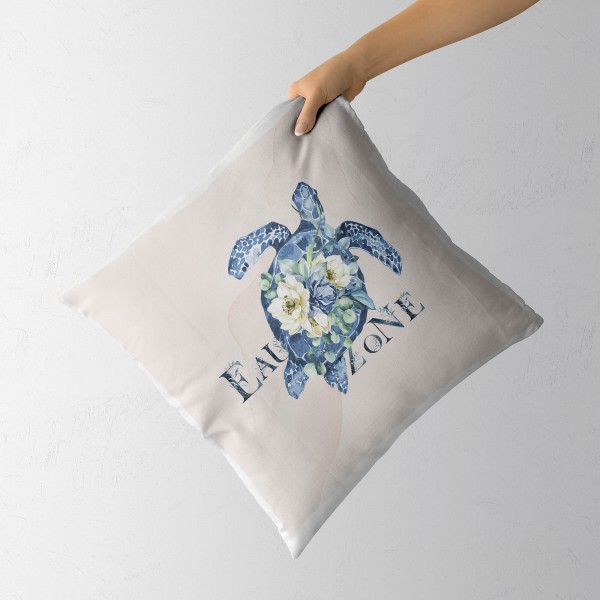 Paul Sinus Art Dekokissen Kissen Pastellfarben Eauzone Blumen Seeschildkröte Wasserfarben Motiv Kunstvoll Dekorativ Preisnachlass