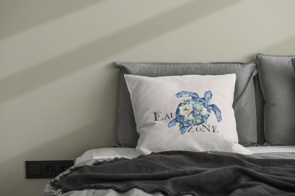 Paul Sinus Art Dekokissen Kissen Pastellfarben Eauzone Blumen Seeschildkröte Wasserfarben Motiv Kunstvoll Dekorativ Preisnachlass