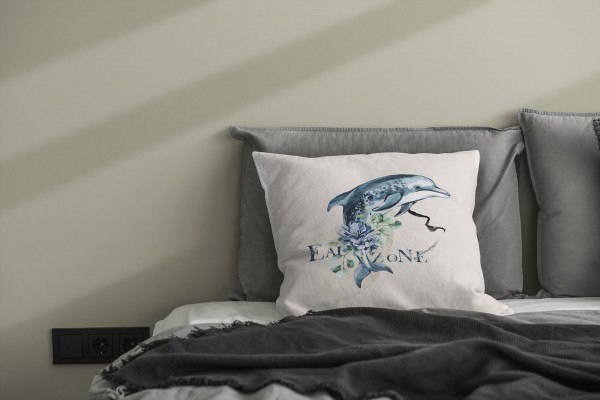 Paul Sinus Art Dekokissen Kissen Pastellfarben Eauzone Delfin Blumen Wasserfarben Motiv Kunstvoll Dekorativ Weich S Weihnachtsangebot