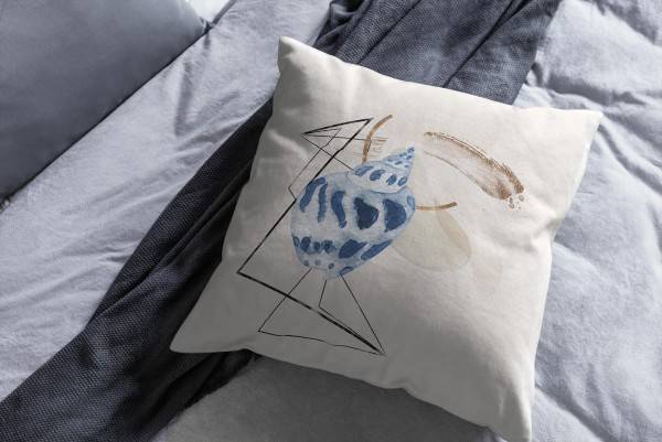 Paul Sinus Art Dekokissen Kissen Pastellfarben Eauzone Muschel Wasserfarben Motiv Kunstvoll Dekorativ Weich Schön Osterangebot