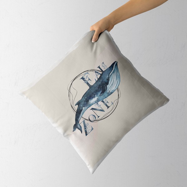 Paul Sinus Art Dekokissen Kissen Pastellfarben Eauzone Blauwal Wasserfarben Motiv Kunstvoll Dekorativ Weich Schön Jubiläumsangebot