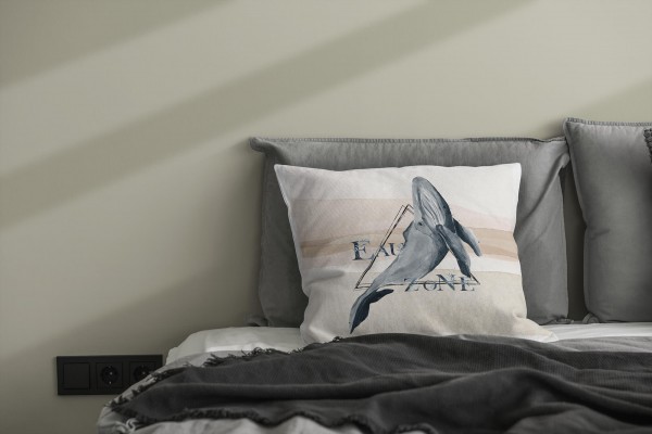 Paul Sinus Art Dekokissen Kissen Pastellfarben Eauzone Buckelwal Wasserfarben Motiv Kunstvoll Dekorativ Weich Schön Top Angebot
