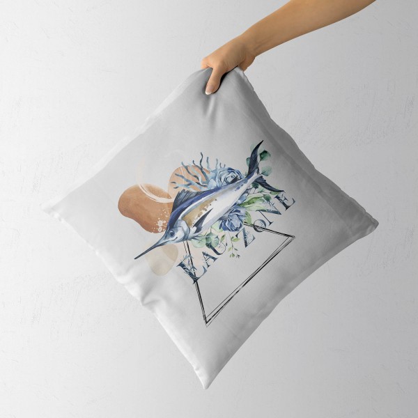 Paul Sinus Art Dekokissen Kissen Pastellfarben Eauzone Schwertfisch Wasserfarben Motiv Kunstvoll Dekorativ Weich Sc Neueste Mode