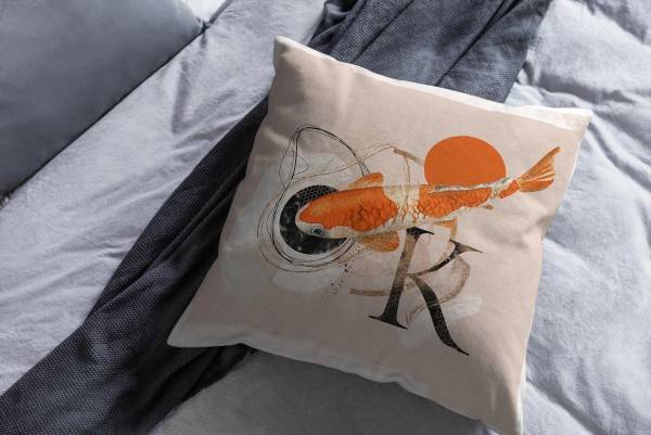 Paul Sinus Art Dekokissen Kissen Pastellfarben Eauzone Koi Zuchtkarpfen Wasserfarben Motiv Kunstvoll Dekorativ Weic Online Outlet