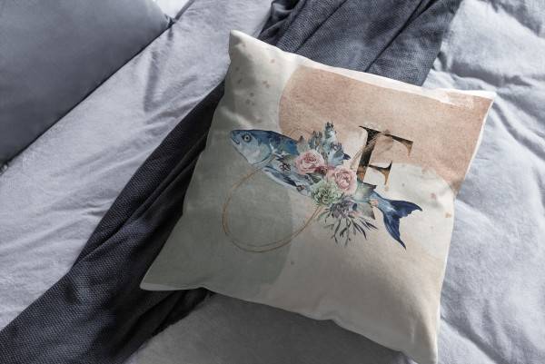 Paul Sinus Art Dekokissen Kissen Pastellfarben Eauzone Fisch Blumen Wasserfarben Motiv Kunstvoll Dekorativ Weich Sc Zeitlich begrenztes Angebot