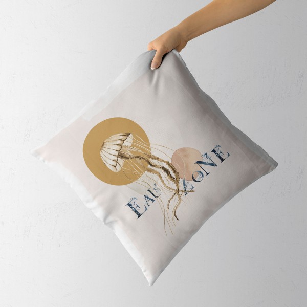 Paul Sinus Art Dekokissen Kissen Pastellfarben Eauzone Qualle Wasserfarben Motiv Kunstvoll Dekorativ Weich Schön Blitzangebot