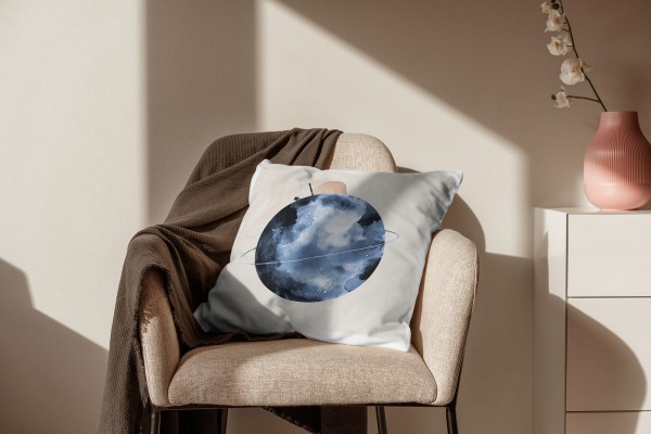 Paul Sinus Art Dekokissen Kissen Pastelltöne Eauzone Vollmond Aquarell Motiv Weich Schön Dekorativ Kunstvoll Räumungsverkauf