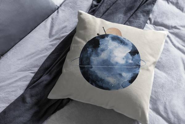 Paul Sinus Art Dekokissen Kissen Pastelltöne Eauzone Vollmond Aquarell Motiv Weich Schön Dekorativ Kunstvoll Räumungsverkauf
