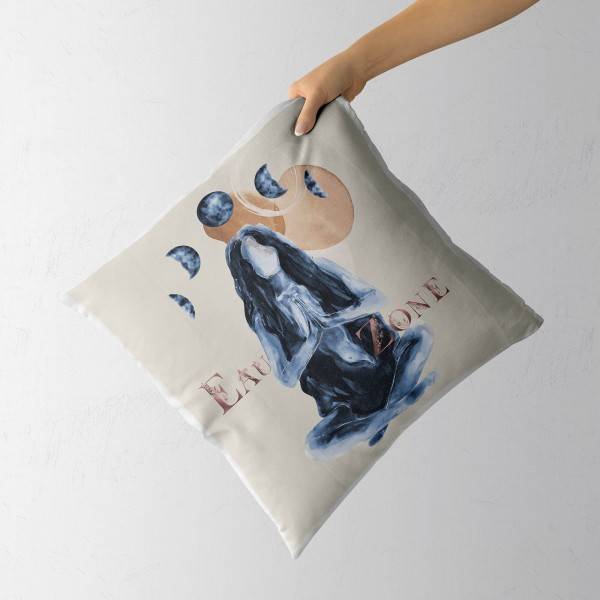 Paul Sinus Art Dekokissen Kissen Pastelltöne Eauzone Mondzyklus Aquarell junge Frau Motiv Weich Schön Dekorativ Kun Kauf eins, bekomm eins gratis
