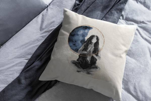 Paul Sinus Art Dekokissen Kissen Pastelltöne Eauzone Aquarell junge Frau Motiv Weich Schön Dekorativ Kunstvoll Riesige Ersparnisse