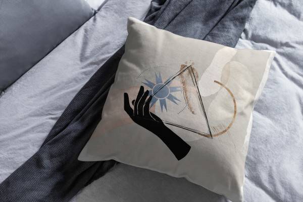 Paul Sinus Art Dekokissen Kissen Pastelltöne Eauzone Hand Stern Astrologie Motiv Weich Schön Dekorativ Kunstvoll Nur noch ein Tag übrig