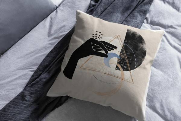 Paul Sinus Art Dekokissen Kissen Pastelltöne Eauzone Mond Hand Motiv Weich Schön Dekorativ Kunstvoll Kostenloser Versand international
