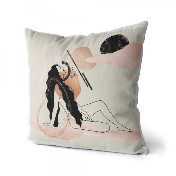 Paul Sinus Art Dekokissen Kissen Pastelltöne Eauzone schöne Frau Motiv Weich Schön Dekorativ Kunstvoll