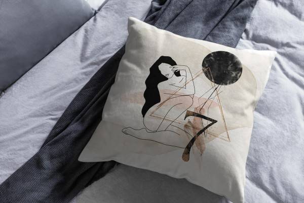 Paul Sinus Art Dekokissen Kissen Pastelltöne Eauzone schöne Frau Grafik Motiv Weich Schön Dekorativ Kunstvoll Black Friday Preise