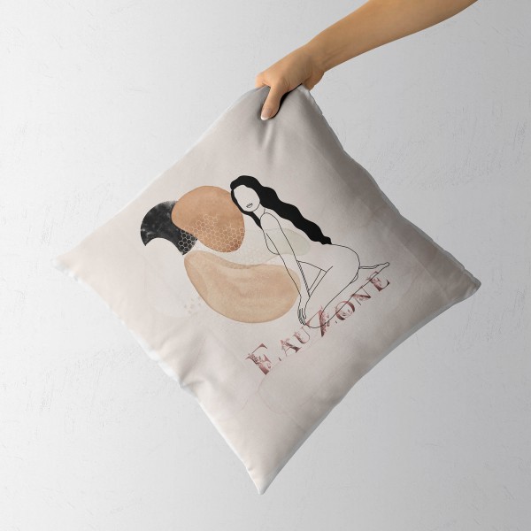 Paul Sinus Art Dekokissen Kissen Pastelltöne Eauzone junge Frau Grafik Motiv Weich Schön Dekorativ Kunstvoll 50% Rabatt für begrenzte Zeit