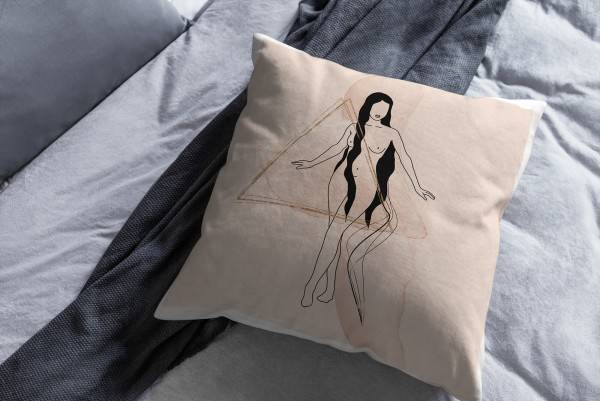 Paul Sinus Art Dekokissen Kissen Pastelltöne Eauzone junge Frau Grafik Motiv Weich Schön Dekorativ Kunstvoll Online