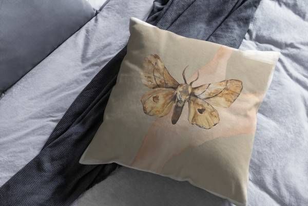 Paul Sinus Art Dekokissen Kissen Eauzone Aquarell Motiv Motte Pastelltöne Kuschelig Kunstvoll Weich im Angebot