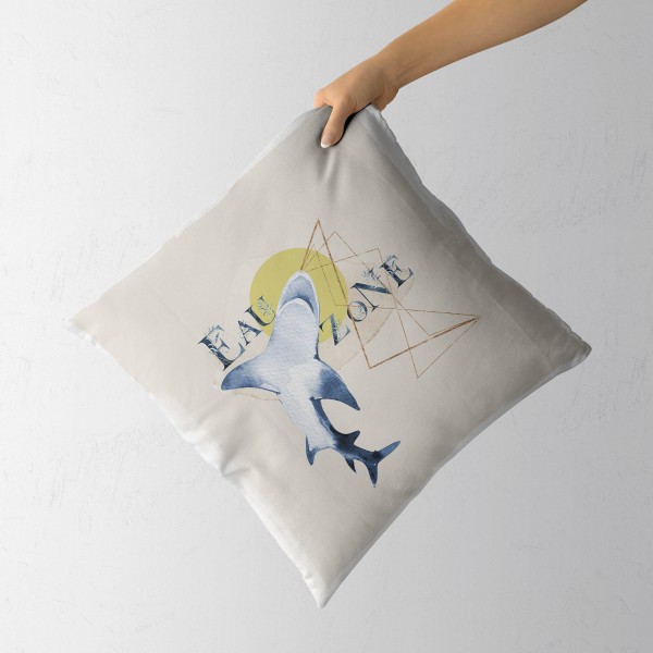 Paul Sinus Art Dekokissen Kissen Pastellfarben Eauzone Hai Wasserfarben Motiv Kunstvoll Dekorativ Weich Schön Meist gekauft