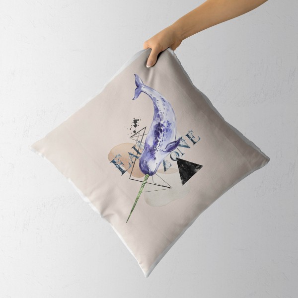 Paul Sinus Art Dekokissen Kissen Pastellfarben Eauzone Narwal Wasserfarben Motiv Kunstvoll Dekorativ Weich Schön Sonderangebot
