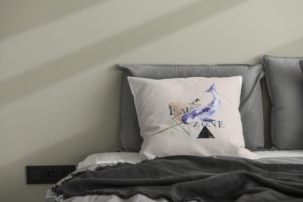 Paul Sinus Art Dekokissen Kissen Pastellfarben Eauzone Narwal Wasserfarben Motiv Kunstvoll Dekorativ Weich Schön Sonderangebot