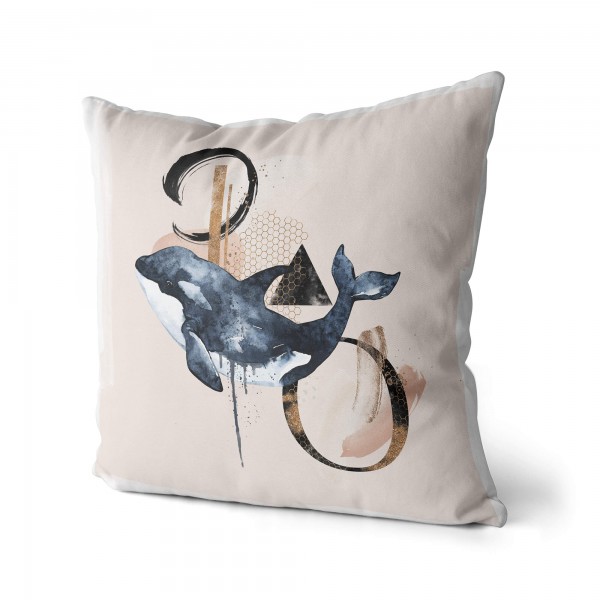 Paul Sinus Art Dekokissen Kissen Pastellfarben Eauzone Orca Killerwal Wasserfarben Motiv Kunstvoll Dekorativ Weich