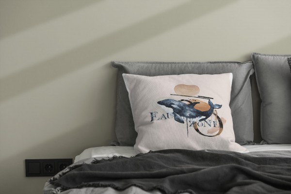 Paul Sinus Art Dekokissen Kissen Pastellfarben Eauzone Orca Killerwal Wasserfarben Motiv Kunstvoll Dekorativ Weich Flash Sale