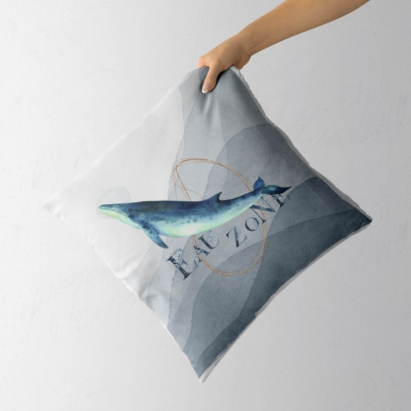 Paul Sinus Art Dekokissen Kissen Pastellfarben Eauzone Wal Wasserfarben Motiv Kunstvoll Dekorativ Weich Schön Begrenztes Angebot