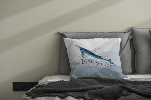 Paul Sinus Art Dekokissen Kissen Pastellfarben Eauzone Wal Wasserfarben Motiv Kunstvoll Dekorativ Weich Schön Begrenztes Angebot