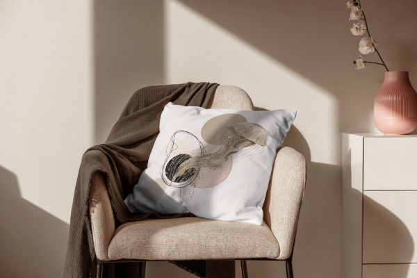 Paul Sinus Art Dekokissen Kissen Pastellfarben Eauzone Qualle Wasserfarben Motiv Kunstvoll Dekorativ Weich Schön Online Shopping