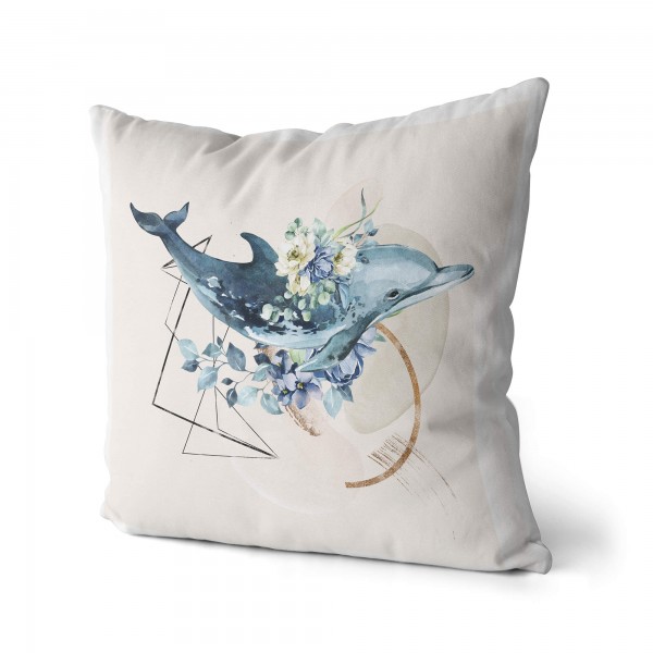 Paul Sinus Art Dekokissen Kissen Pastellfarben Eauzone Blumen Delfin Wasserfarben Motiv Kunstvoll Dekorativ Weich S Exklusivangebot