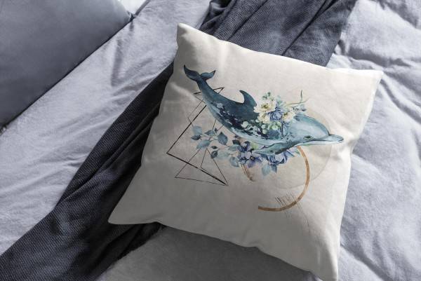 Paul Sinus Art Dekokissen Kissen Pastellfarben Eauzone Blumen Delfin Wasserfarben Motiv Kunstvoll Dekorativ Weich S Exklusivangebot
