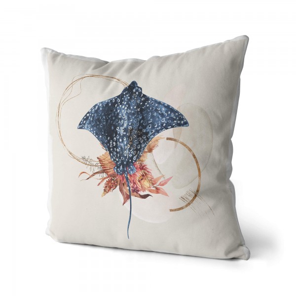 Paul Sinus Art Dekokissen Kissen Pastellfarben Eauzone Mantarochen Wasserfarben Motiv Kunstvoll Dekorativ Weich Sch Preisnachlass