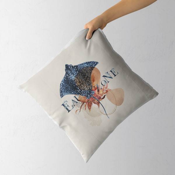 Paul Sinus Art Dekokissen Kissen Pastellfarben Eauzone Mantarochen Wasserfarben Motiv Kunstvoll Dekorativ Weich Sch Preisnachlass