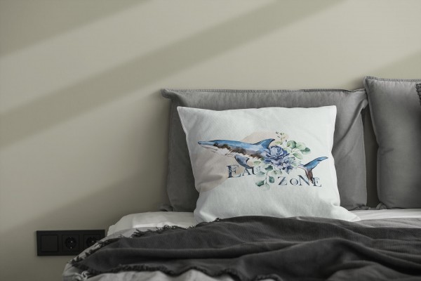 Paul Sinus Art Dekokissen Kissen Pastellfarben Eauzone Hai Wasserfarben Motiv Kunstvoll Dekorativ Weich Schön Osterangebot