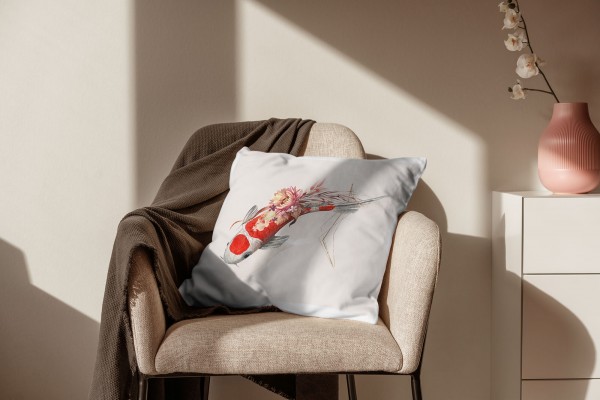 Paul Sinus Art Dekokissen Kissen Pastellfarben Eauzone Blumen Koi Wasserfarben Motiv Kunstvoll Dekorativ Weich Schö Heißer Verkauf