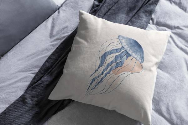 Paul Sinus Art Dekokissen Kissen Pastellfarben Eauzone Qualle Wasserfarben Motiv Kunstvoll Dekorativ Weich Schön Top Angebot