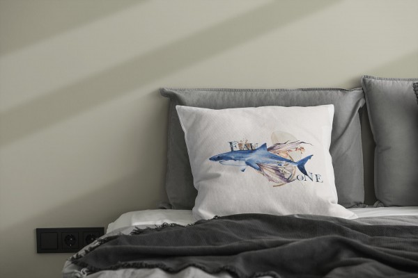 Paul Sinus Art Dekokissen Kissen Pastellfarben Eauzone weißer Hai Wasserfarben Motiv Kunstvoll Dekorativ Weich Schö Online Outlet