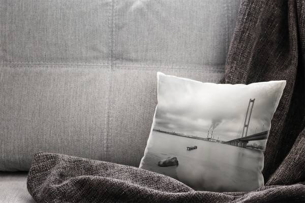 Paul Sinus Art Urban und City, schwarz, weiß, Brücke, Kiew Deko Kissen 40x40cm für Couch Sofa Lounge Zierkissen Exklusive Angebote