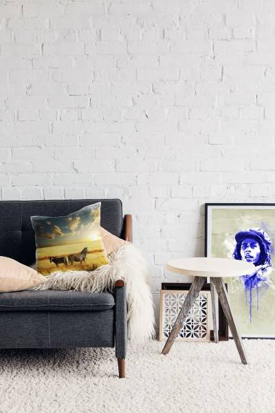Paul Sinus Art Tiere, gelb, blau, Zebras, Afrika, Sonnenuntergang Deko Kissen 40x40cm für Couch Sofa Lounge Zierkis Saisonale Angebote