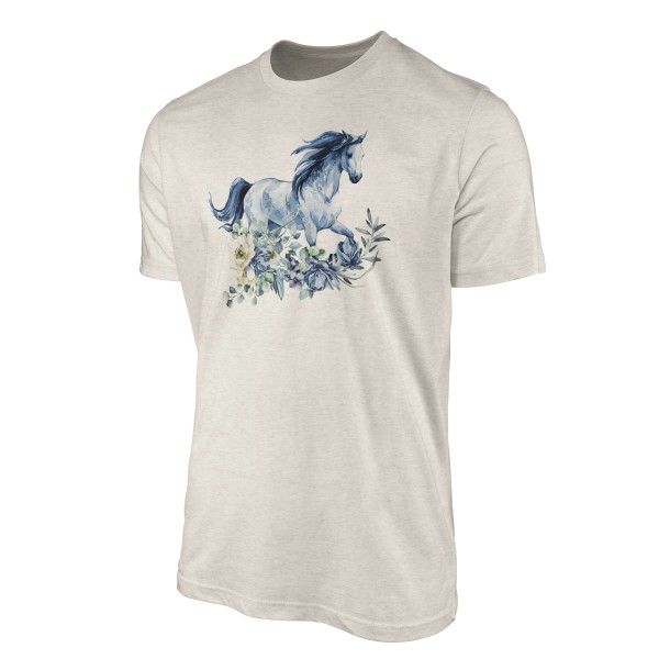 Paul Sinus Art Herren Shirt 100% gekämmte Bio-Baumwolle T-Shirt Aquarell Blumen Pferd Motiv Nachhaltig Ökomode aus Tägliche Deals
