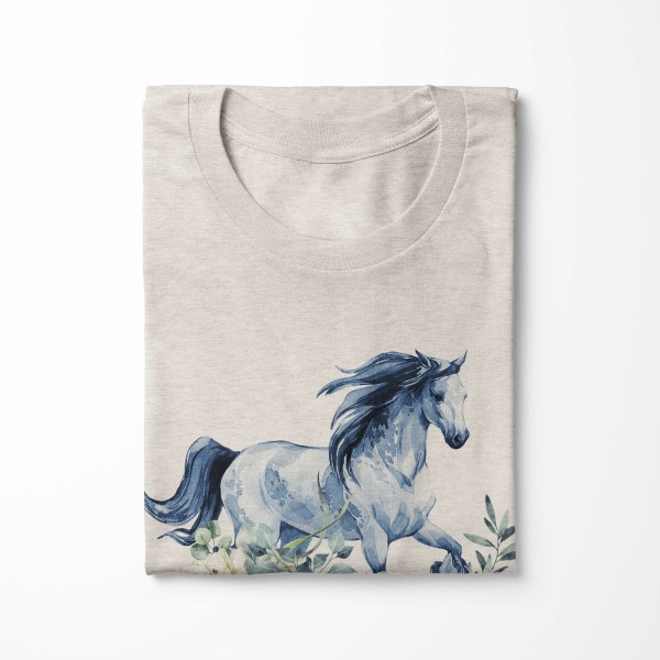 Paul Sinus Art Herren Shirt 100% gekämmte Bio-Baumwolle T-Shirt Aquarell Blumen Pferd Motiv Nachhaltig Ökomode aus Tägliche Deals