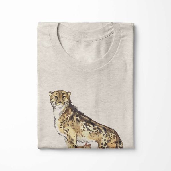 Paul Sinus Art Herren Shirt 100% gekämmte Bio-Baumwolle T-Shirt Aquarell Gepard Motiv Nachhaltig Ökomode aus erneu Riesige Ersparnisse