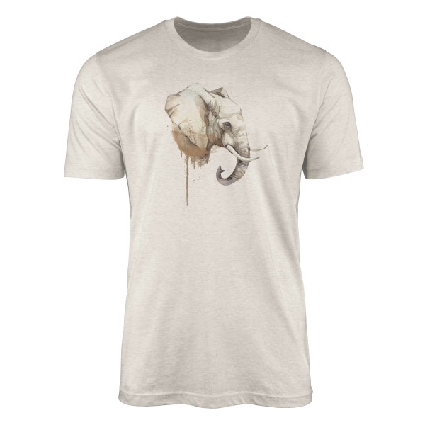 Paul Sinus Art Herren Shirt 100% gekämmte Bio-Baumwolle T-Shirt Aquarell Elefant Motiv Nachhaltig Ökomode aus erne